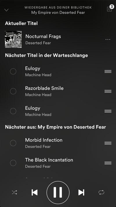 Warteschlange der Spotify App